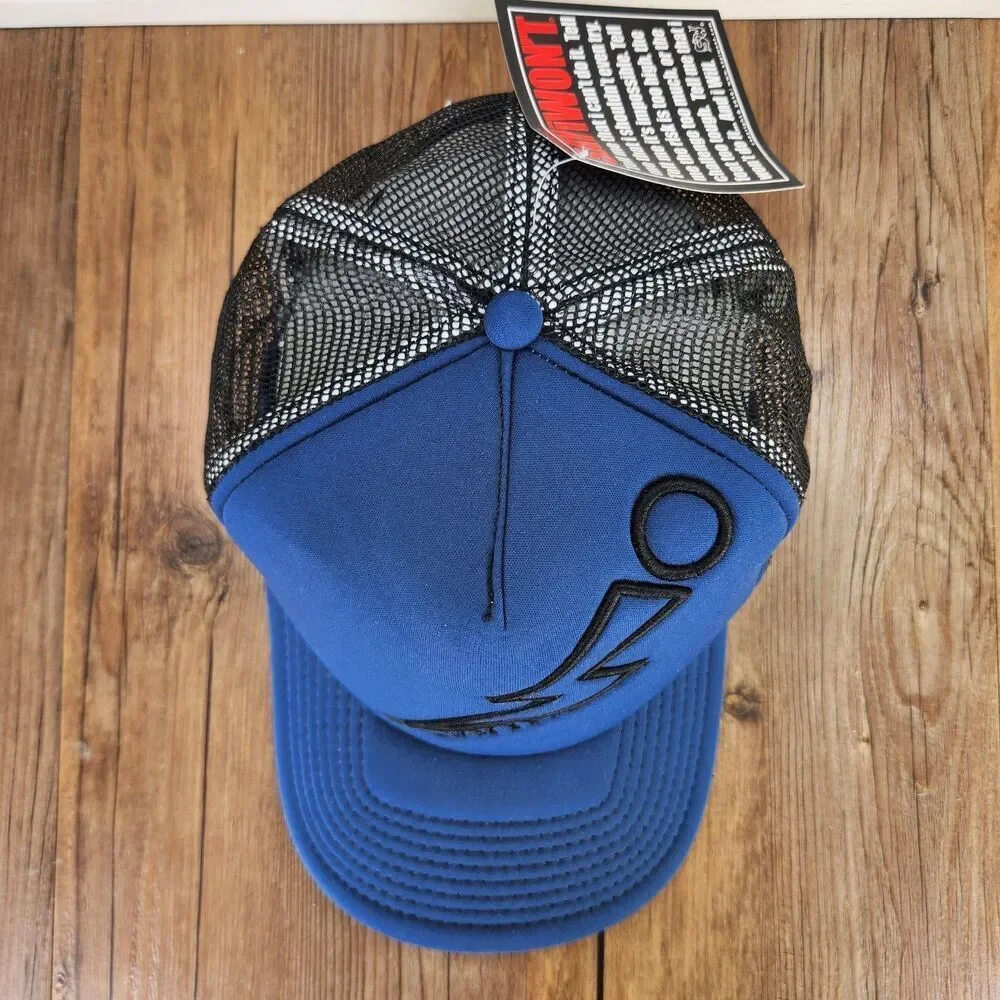 SAYiWON'T Trucker Hat Cap Blue Black Mesh Snapback Motivational Logo Thunder